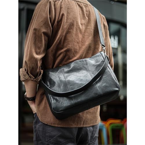 2023秋冬新款真皮男士單肩斜挎腋下托特包大容量背包通勤休閑男款