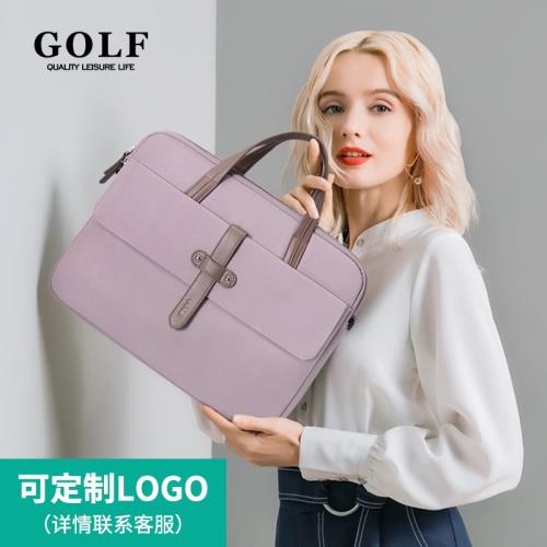 golf男女電腦包手提筆記本13.3寸單肩斜跨大容量防水牛津紡公文包