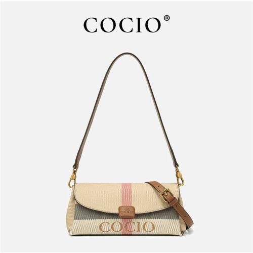 COCIO百搭拼色單肩包法棍