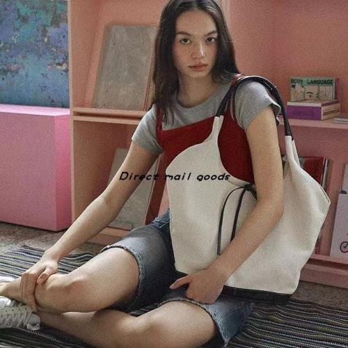 韓國設計品牌yeomim新款蝴蝶結帆布vase bag 拼接單肩包手提包女