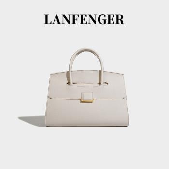 LANFENGER原創通勤手提包公文包女真皮托特包女大容量單肩斜挎包