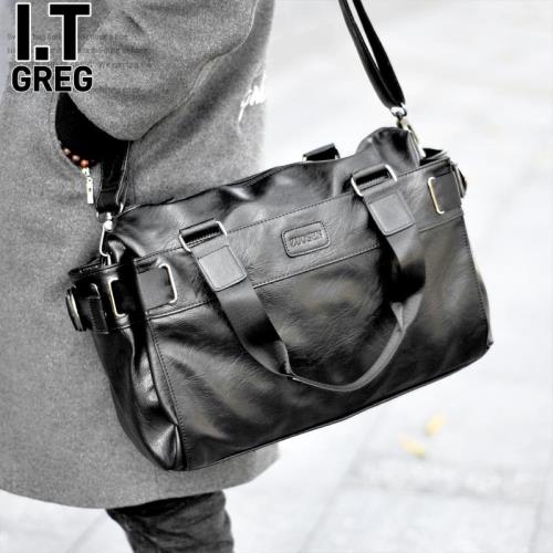 香港I.Tgreg男士韓版單肩包休閑斜挎包時尚手提包簡約百搭旅行包