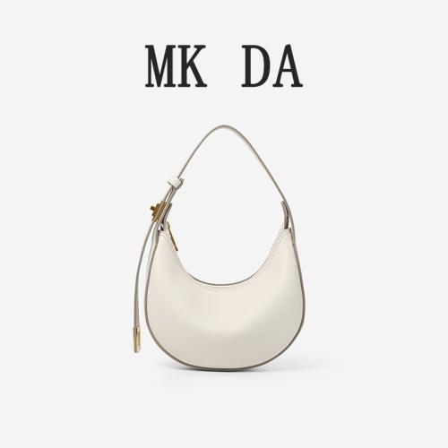 法國正品MK輕奢腋下包女牛皮單肩包復古月牙包小包手提包小眾設計