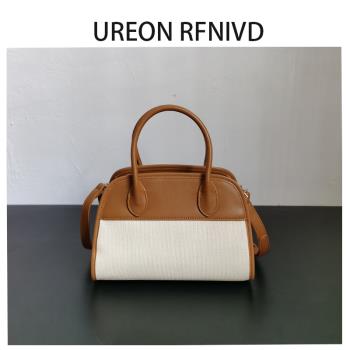 Ureon Rfnivd真皮經典手提包枕頭包2024新款單肩托特包斜挎通勤包