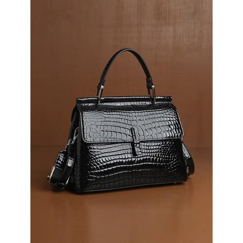 鱷魚紋真皮女包2025新款斜挎包大容量高級感媽媽包女士時尚手提包