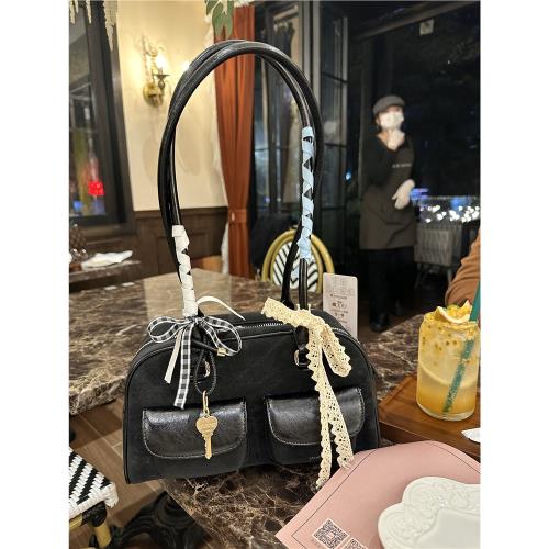 韓國許允真同款ST藍色包包保齡球包波士頓托特包腋下包單肩手提女