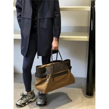 包包Margaux17旅行手提包尼龍包拼皮大容量托特包女