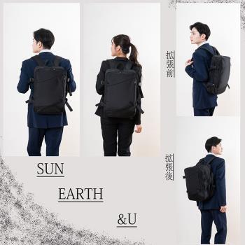 sun earth&u時尚雙肩包男女商務大容量通勤多功能揹包潮輕電腦包