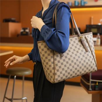 高階感托特包包女2024新款通勤包百搭時尚大容量單肩大包真皮女包