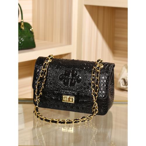 香港潮牌真皮大牌鱷魚紋鏈條小方包女2025新款時尚高級單肩斜挎包