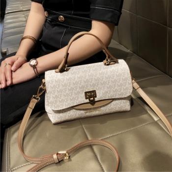 香港品牌包包女斜挎包2024新款高階真皮手提小方包質感洋氣單肩包