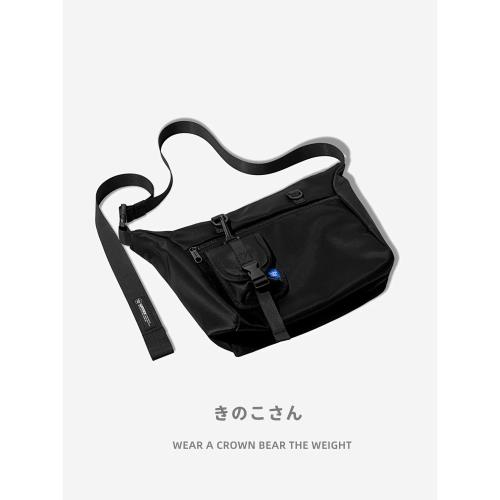 斜挎包女大容量休閑尼龍工裝包男大學生上課包單肩包機能風郵差包