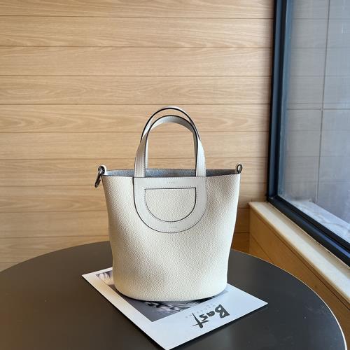 豬鼻子真皮菜籃子包頭層牛皮水桶包休閑手提包敞口女包單肩斜挎包