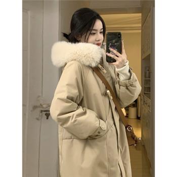 羽絨棉服女中長款2024年新款爆款時尚韓版設計感冬季加厚過膝棉衣