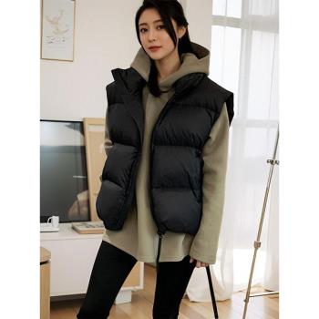 羽絨馬甲女2024秋冬季新品韓版百搭簡約國標白鴨絨保暖無袖短外套