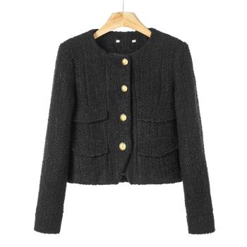 1599 40%綿羊毛【帝】冬裝 雙排翻蓋小香風短羽絨服983剪標