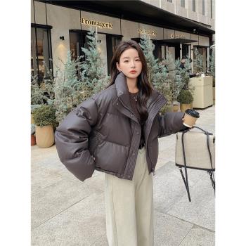 PU小個子短款冬季立領外套羽絨服