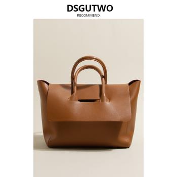 DSGUTWO 真皮包包2021新款潮韓版簡約托特包大容量手提包斜挎包