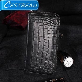 cestbeau非洲大型尼羅鱷鱷魚皮錢包肚皮長款拉鏈真皮小手拿包男款