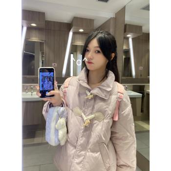 小棉襖牛角扣奶fufu外套冬裝羽絨