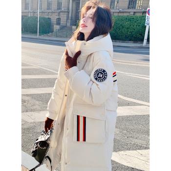 長款工裝羽絨服女時尚洋氣2024年冬季新款高階白色麵包服外套