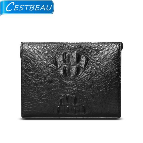 cestbeau泰國鱷魚皮男包手拿包歐美時尚商務橫款方形信封真皮錢包