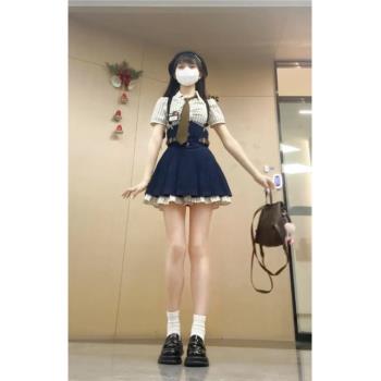 女裝學院風甜辣背帶設計感短袖