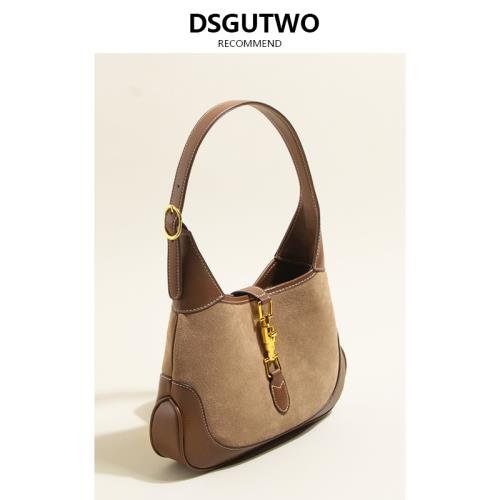 DSGUTWO 包包2021新款潮腋下包復古水餃形真皮女包手提單肩包包女