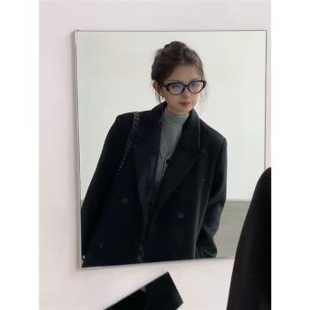 黑色毛呢外套女中長款2024冬季新款小個子加厚韓系高階感呢子大衣