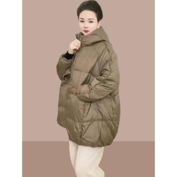 中年媽媽秋冬外套2024新款羽絨服棉衣棉服女裝加絨加厚中長款棉襖
