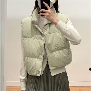 日單秋冬高領短款夾克羽絨服背心