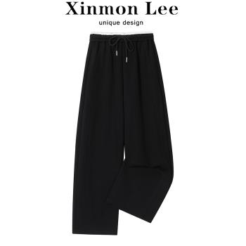 XinmonLee復古韓系休閑寬松氣質加厚衛褲秋冬季高腰顯瘦百搭長褲