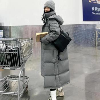 過膝長款羽絨棉服女學生冬季外套2024年新款中戲加厚寬松保暖棉衣