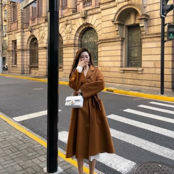 人氣加長款歐美秋冬雙面羊絨大衣