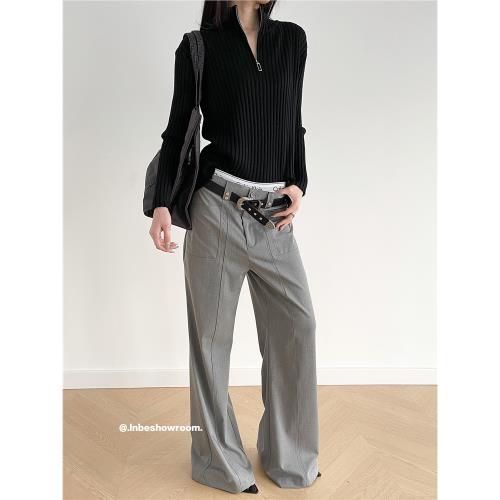 lnbeshowroom美式復古垂感微喇叭休閑長褲女設計感顯瘦西裝褲子