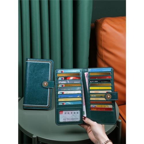 卡包女式大容量多卡位功能精致高檔錢包一體真皮超薄防消磁放卡的