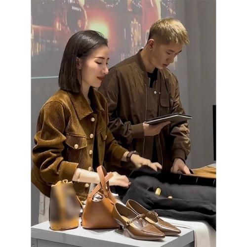 燈芯絨外套女春秋美式復古機車夾克美拉德小個子時尚短款條絨上衣