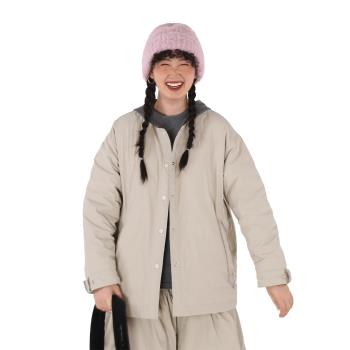 冬季無領輕薄休閑保暖短款羽絨服