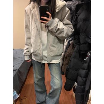 羊羔絨毛外套女秋冬季2024年新款韓系寬松小個子加厚保暖棉衣棉服
