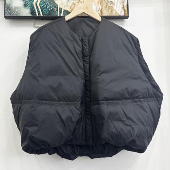 無領寬松秋冬外穿圓形羽絨馬甲