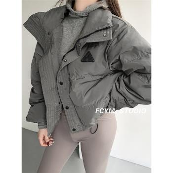 風車與矛立領冬季加厚短款羽絨服