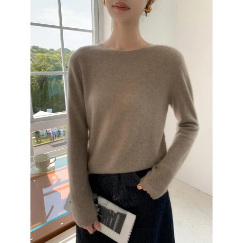 一線成衣寬松圓領套頭純山羊絨衫