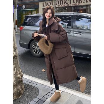 2024新款設計感過膝連帽羽絨服