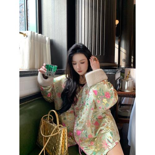MOSS STUDIO【花燈游】新中式國風緞面繡花羽絨服外套
