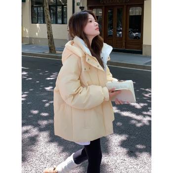 超好看羽絨服女短款冬季2024新款爆款炸街學院風小個子白鴨絨外套