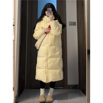 羽絨棉服女中長款2024年冬季新款棉襖加厚過膝情侶中戲高階感外套