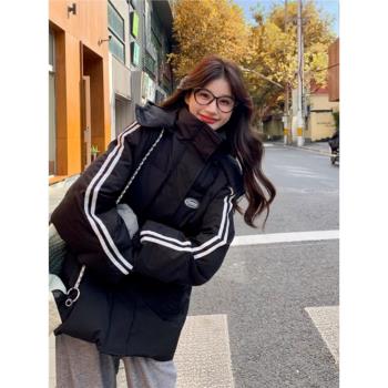 高中學生羽絨服女冬季韓系寬松學院風初中生百搭加厚少女棉衣外套