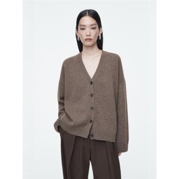 COS女裝 標準版型V領美利奴羊毛開衫2024秋季新品1257844002