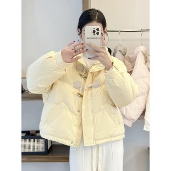 反季牛角扣羽絨服女短款2025新款加厚立領麵包服甜美小個子冬外套