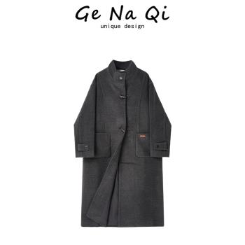 GeNaQi牛角扣雙面呢子大衣女秋冬新款韓系高階感氣質顯瘦毛呢外套